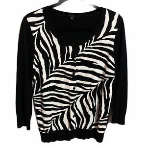Talbots Zebra Print Cardigan Sweater